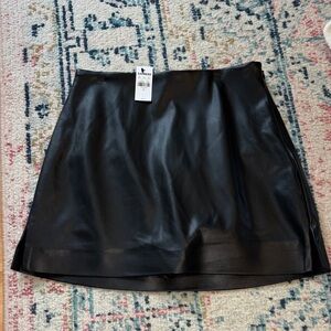 Express Glossy Black Mini Skirt